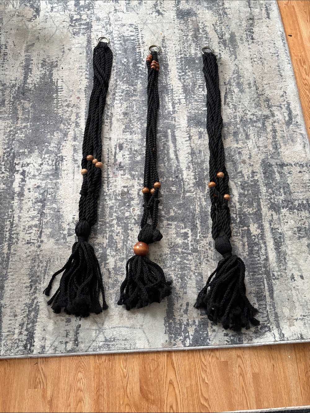 Black Braided/Beaded Macrame Handmade Plant Hangers